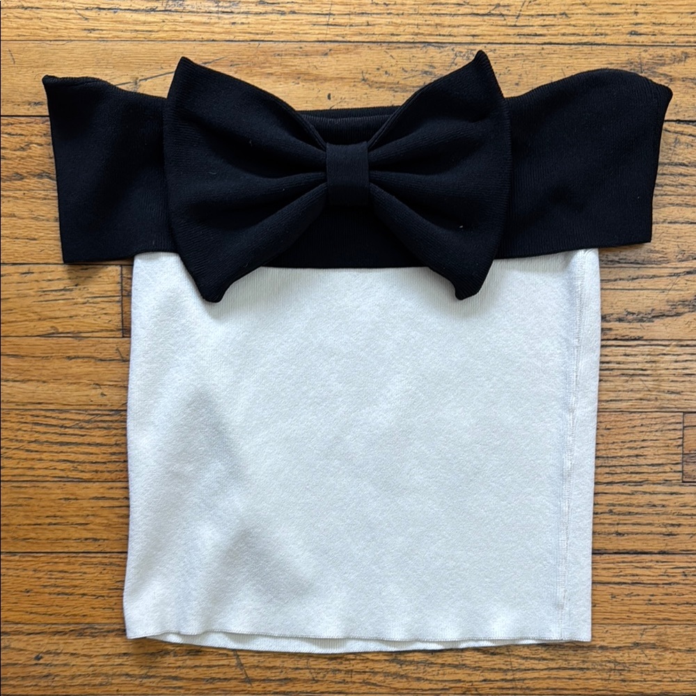 Maeve- Black and White Bow Tube Top